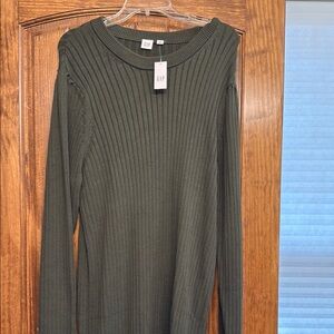 GAP Olive Ribbed Knit Dress